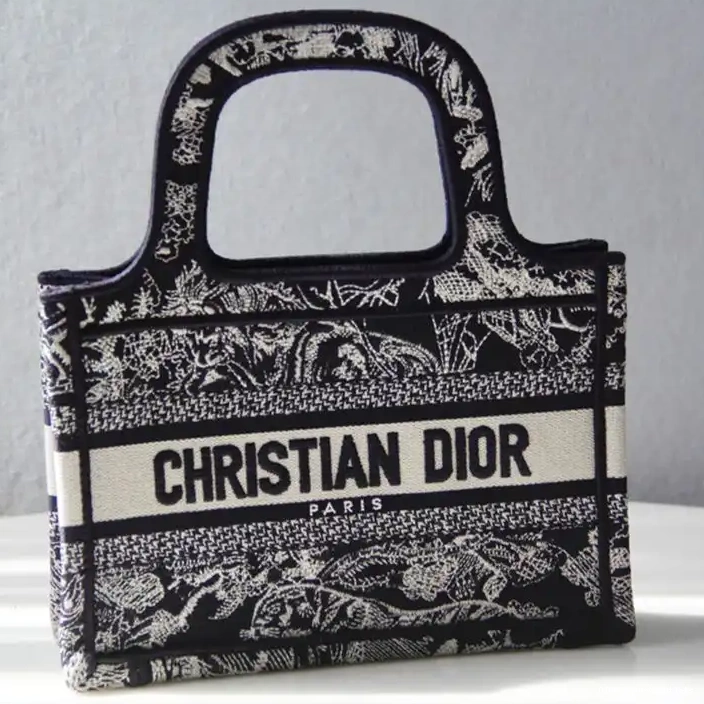 Cheap Blue Book Mini Canvas Jouy Motif Tote De Dior Toile Navy 0326 Luxury